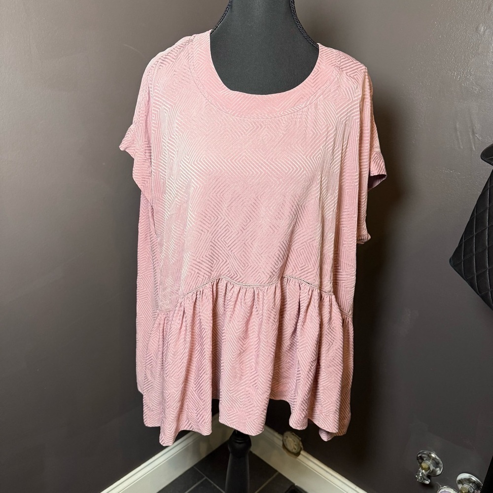 Seek Collective Pink Textured Peplum Tunic Top